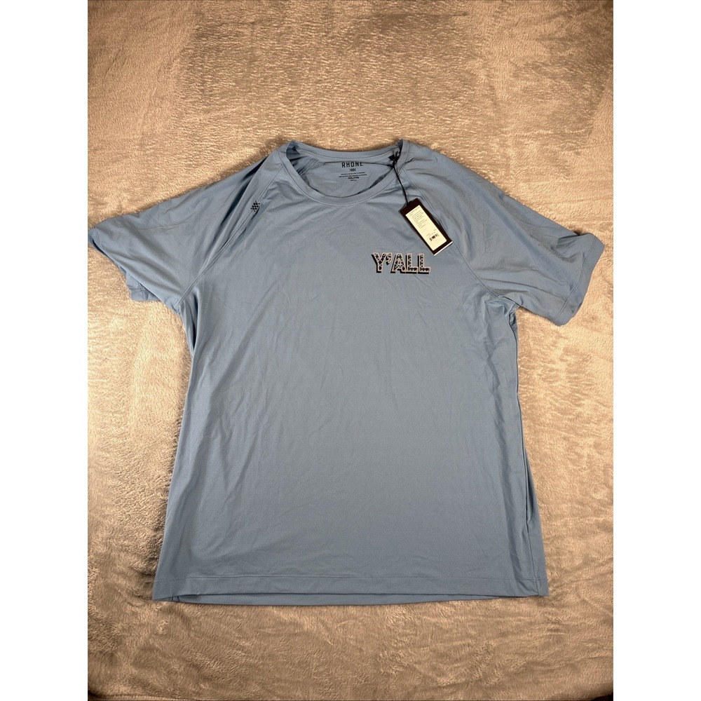 Rhone Reign Shirt Mens 2XL Blue Performance Athleisure Training Gym Stretch